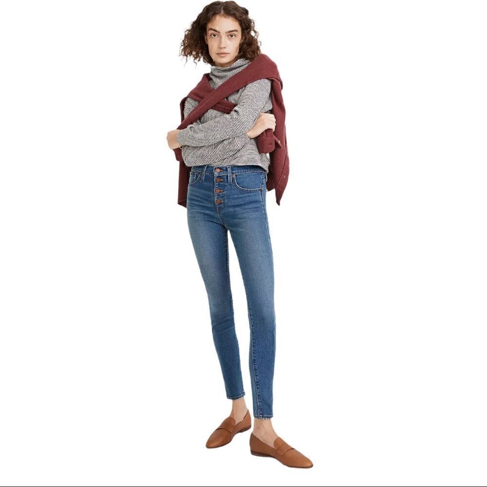 NWT Madewell 10” High Rise Skinny Button Front Tencel
